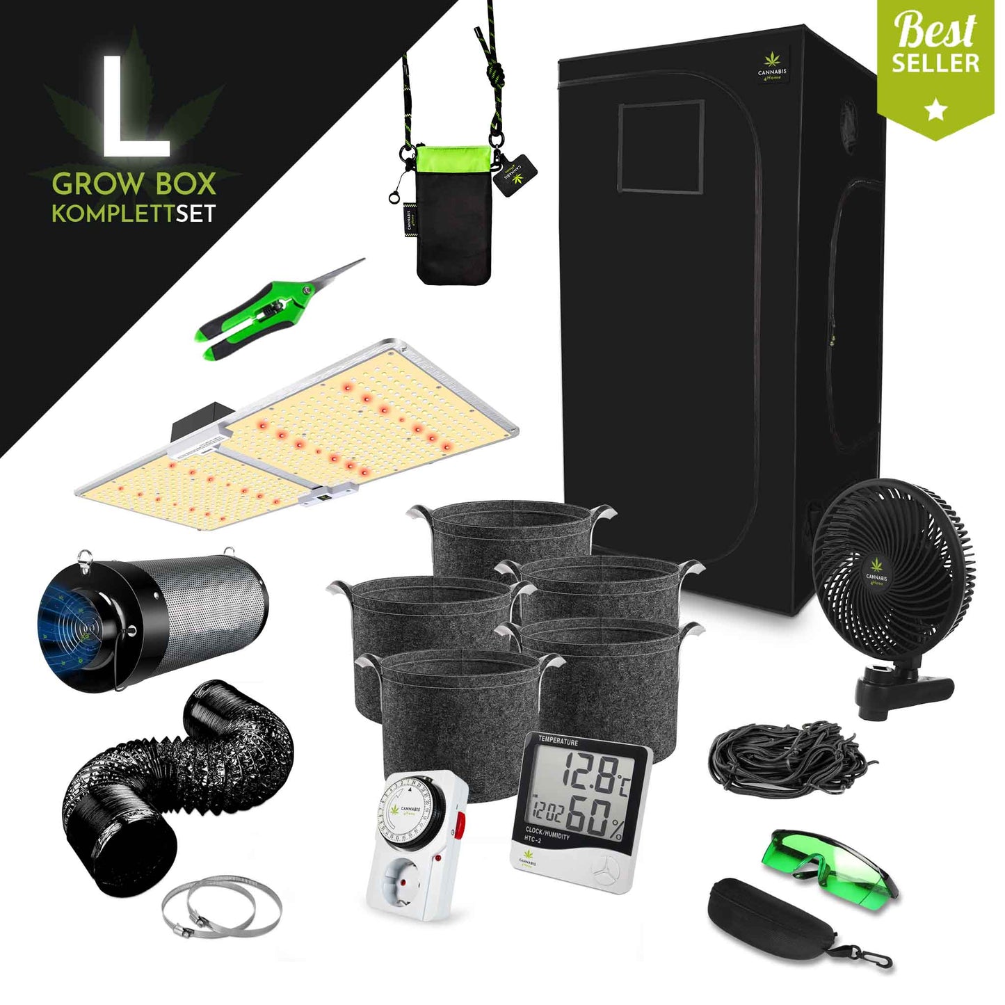 GrowBox Komplettset L / 100 x 100 x 200cm