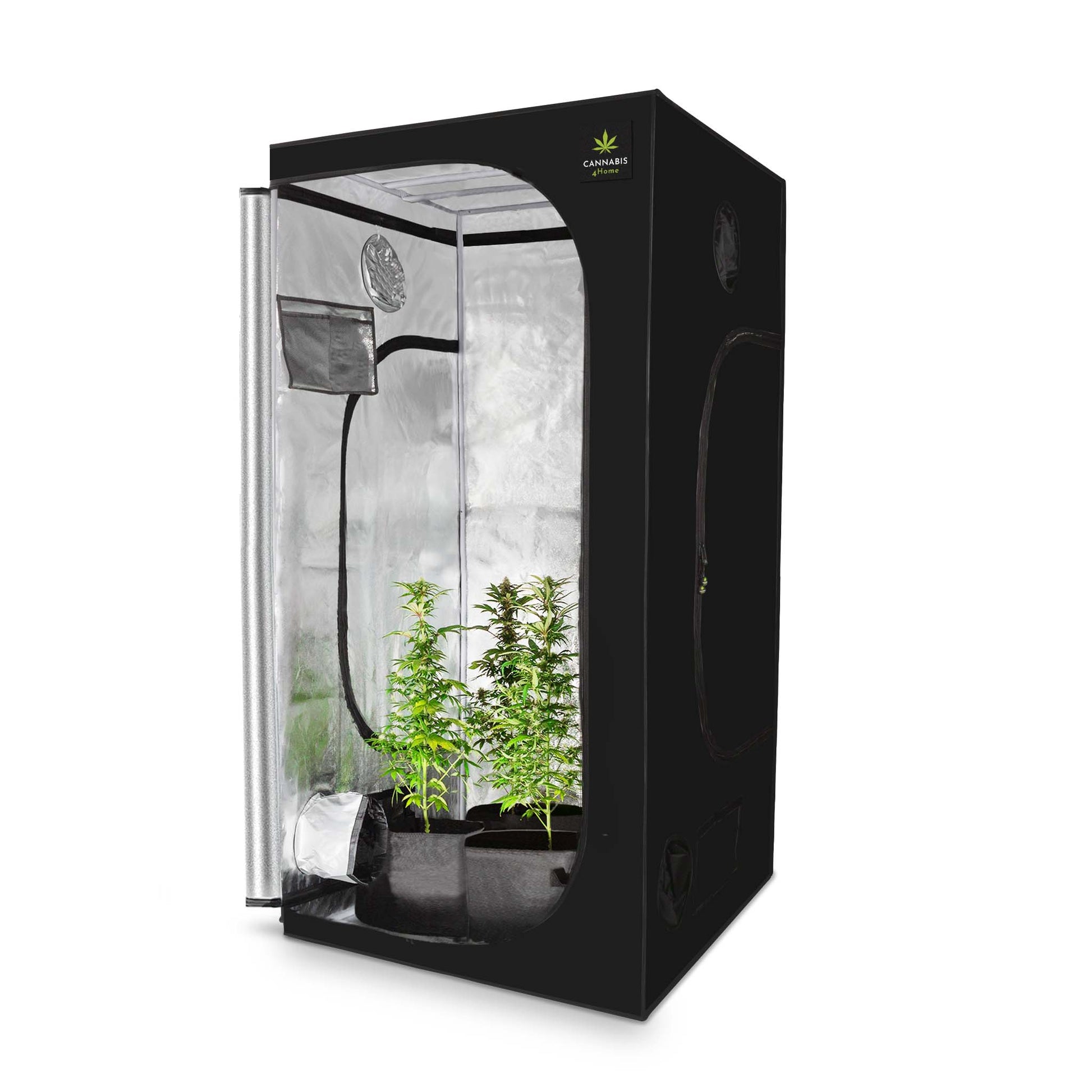 Growbox L schwarz geöffnet ohne Zubehör