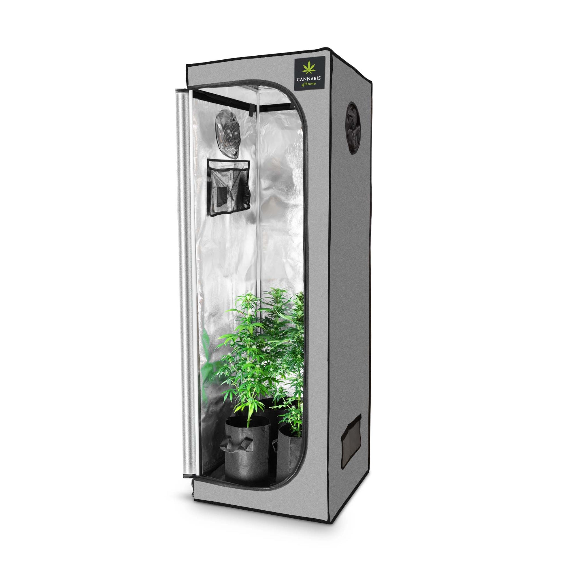 Growbox S grau geöfnet ohne Zubehör