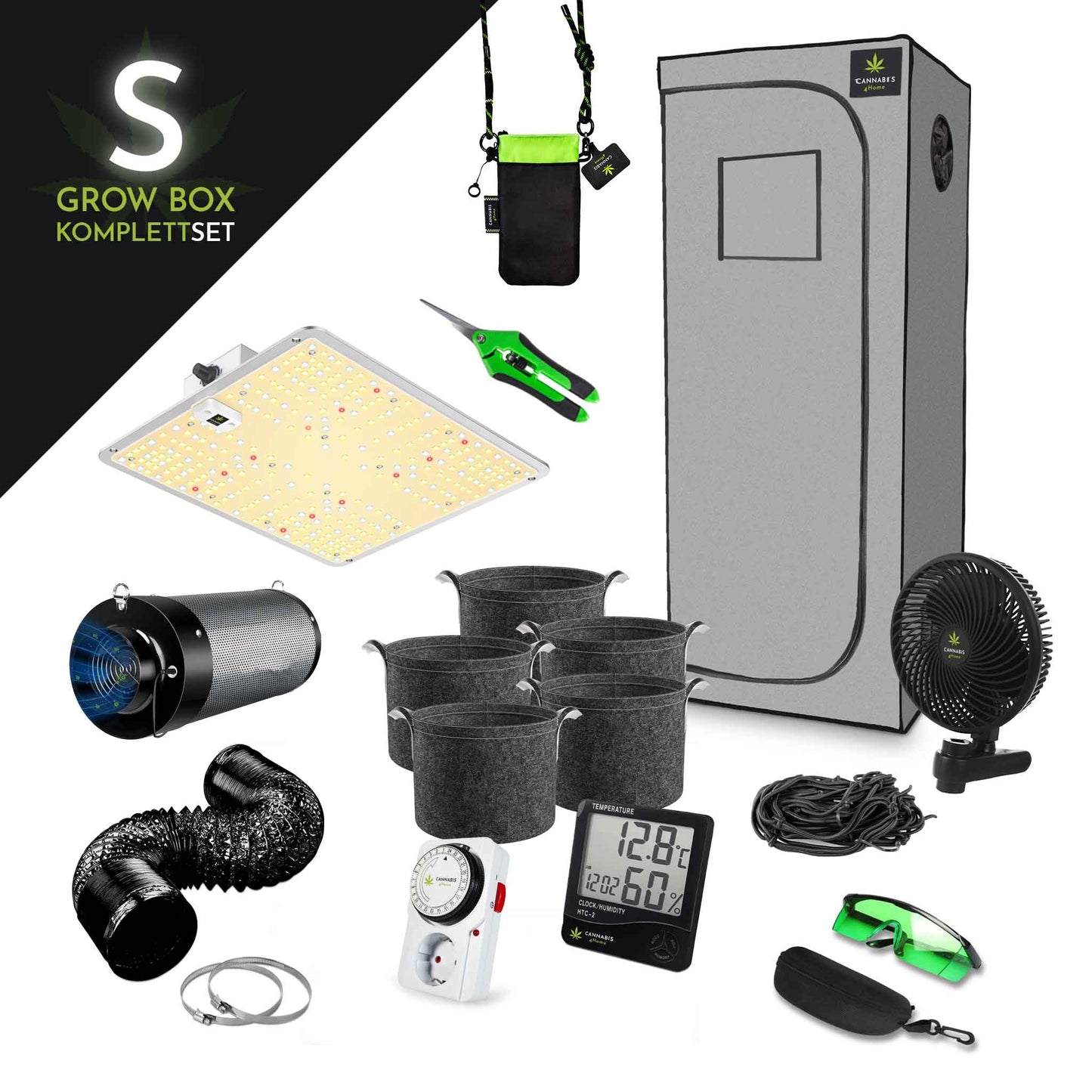GrowBox Komplettset S grau / 60 x 60 x 180cm